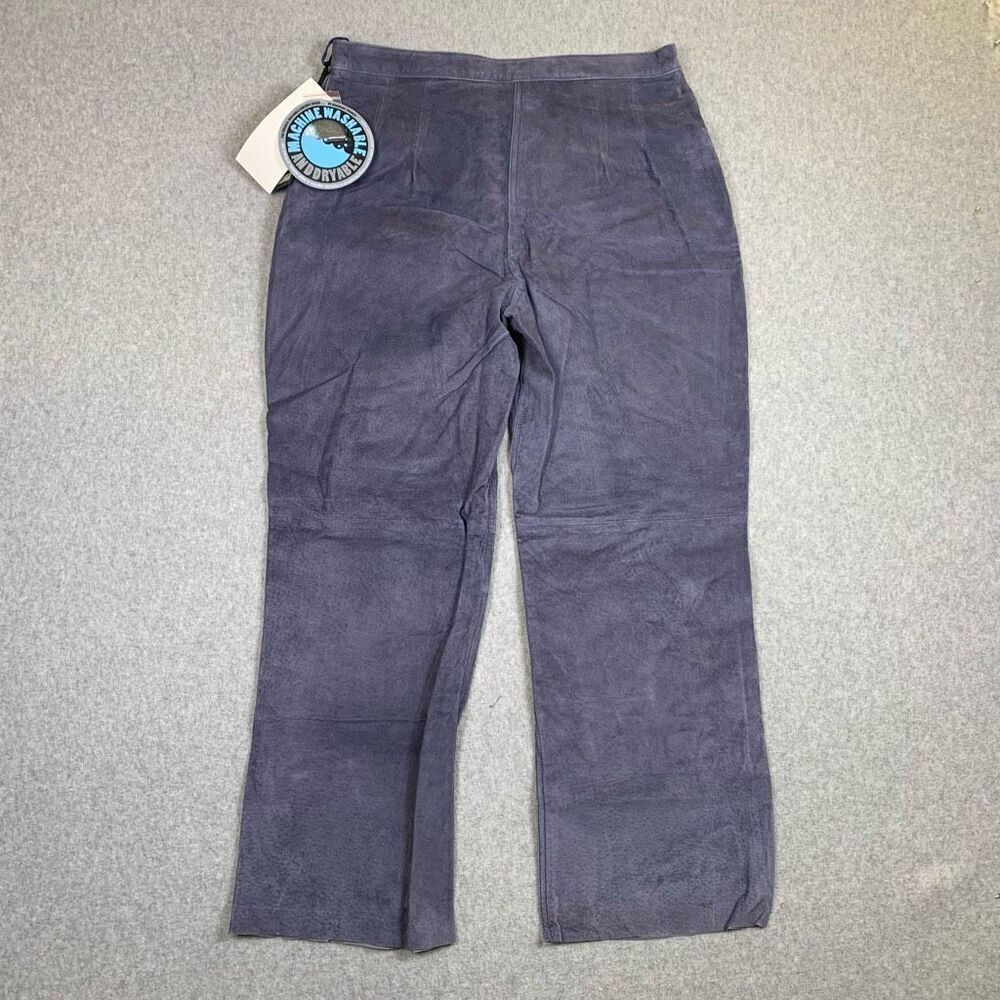 Brandon Thomas Womens Size Petite 12 Leather Pants Blue Gray Pockets NWT - Picture 9 of 10